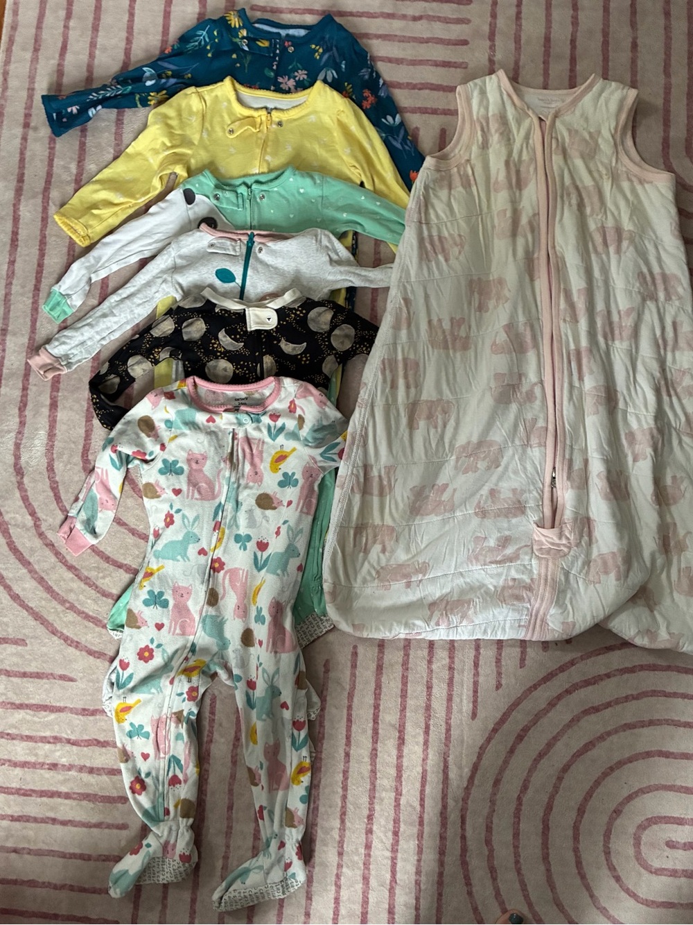 7-Piece Baby Girl Sleep Sack & Pajamas Bundle.